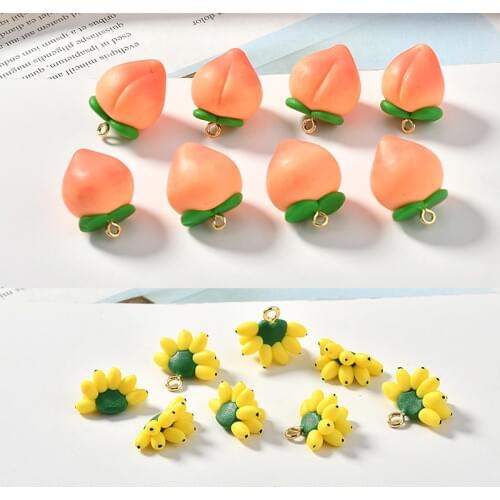 Newest Kawaii Polymer Clay resin Fruit Charms 20pcs/Lot Cute Peach Banana Shape DIy jewelry Earring Pendant necklace Craft