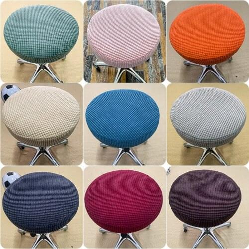 Hot Round Chair Cover Bar Stool Cover Elastic Seat Cover Chair Protector Solid Color Home Chair Slipcover Spandex