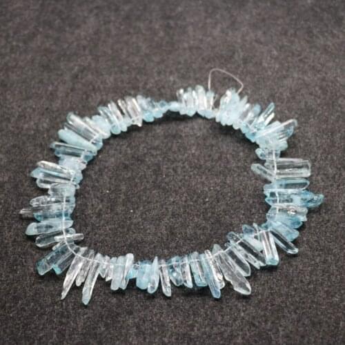 Approx 66pcs/strand Raw Sky Blue Crystal Quartz Top Drilled Point Pendants ,Rock Quartz Crystal Graduated Jewelry Making Beads