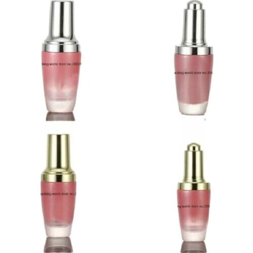 30ML pink glass bottle with gold/silver pump/dropper for lotion/emulsion/serum/foundation/gel/oil dropper/sprayer packing