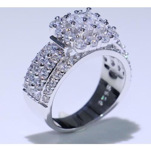 Rulalei Luxury Jewelry 925 Sterling Silver Princess Cut White Clear 5A Cubic Zirconia CZ Eternity Wedding Bridal Ring For Women