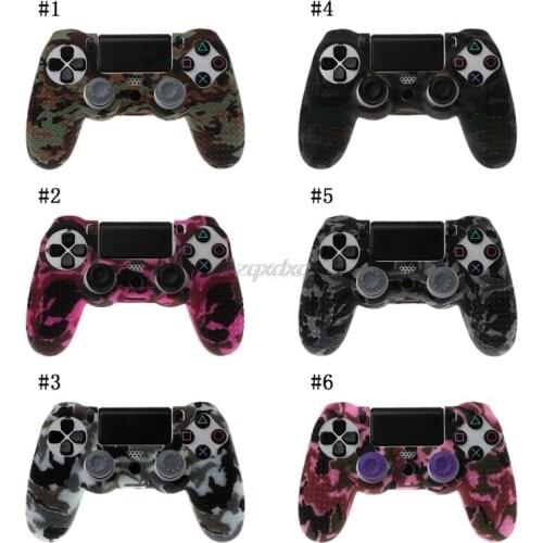 For Sony Dualshock PS4 DS4 Slim Pro Controller Silicone Camo Case Protective Skin + Thumb Stick Caps for Play station 4 Whosale