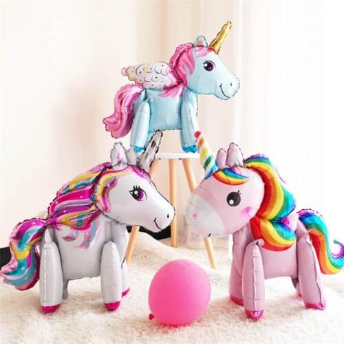 Unicorn Balloon 3D Assembly Large Unicorn Aluminum Foil Balloon Station Inflatable Air Balloon Birthday Party Decors