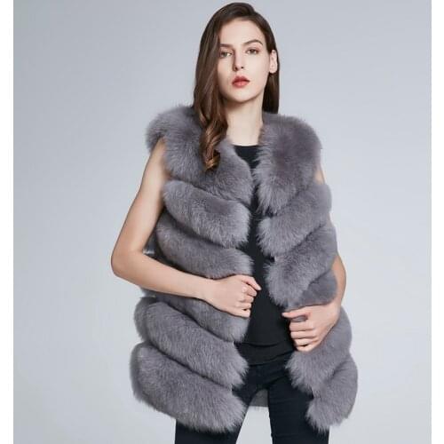 JKP Real Fur Vest coat Luxury natural Fox Warm Women Coat Vests Winter Fashion furs Womens Coats Gilet Veste