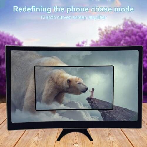 12 Inch Large Screen Amplifier 3D HD Curved Screen Mobile Phone Screen Magnifier For Smartphone Stand Enlarge Universal