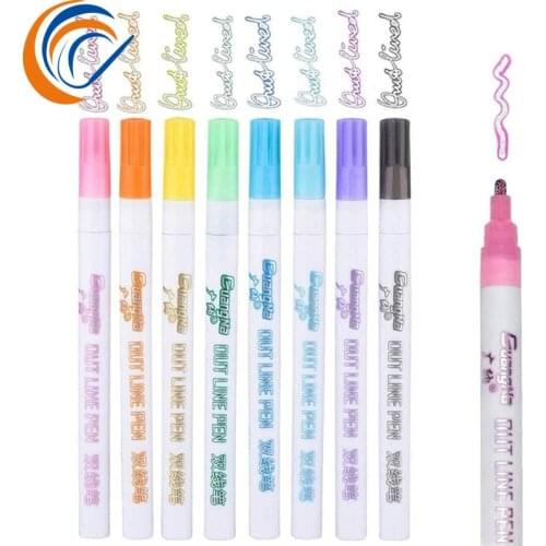2 Mm Outline Pen 12 Pcs Per Set Dream Color Marker Pen Metal Color Double Line Pen