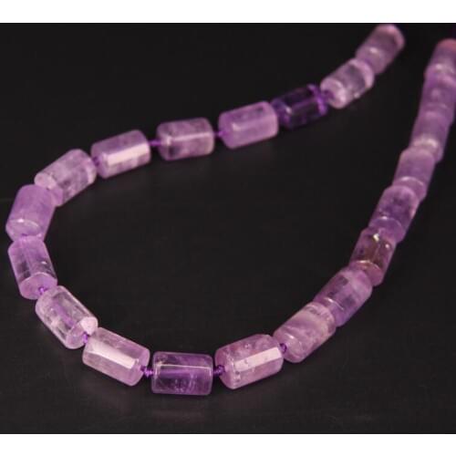 20-21pcs/strand,Faceted Light Amethysts Cylinder Nugget Pendant Beads,Natural Crystal Quartz Cut Tube Necklace Bracelets Making