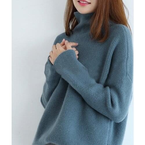 2020 New Fashion Women Sweater Thickening Loose Turtleneck Cashmere Sweater Female Solid Color Casual Jumper Ladies Tops