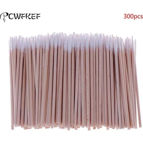 300PCS Beauty Makeup Color Nail Seam Dedicated Dirty Picking Short Wood Handle Small Pointed Tip Head Cotton Swab Eyebrow Tattoo