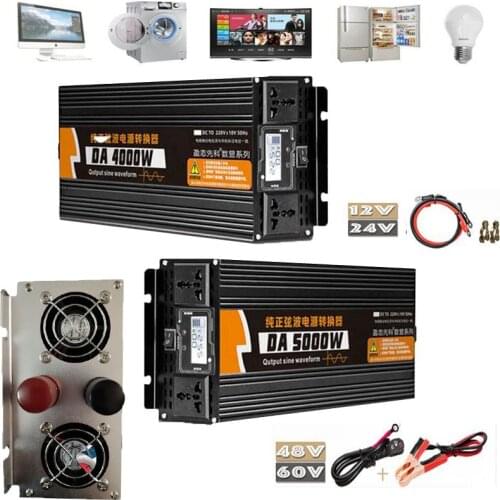 4000W/5000W Watt DC 12V to AC 220V Portable Car Power Inverter Charger Converter Adapter DC 12 to AC 220 Pure sine wave