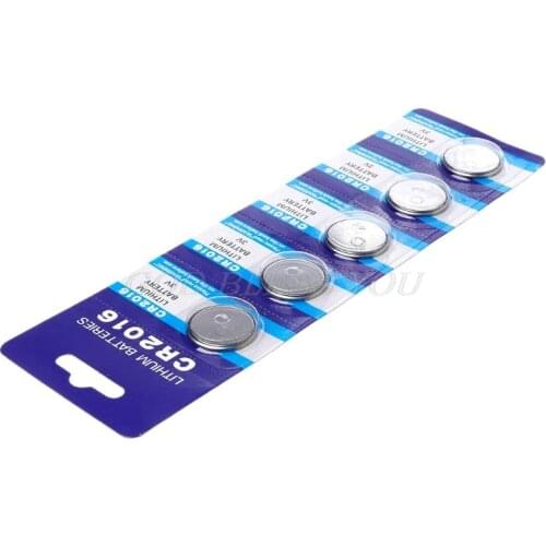 5PCS Button Battery CR2016 3V Lithium Cell Coin Batteries LM2016 BR2016 DL2016 Watch Electronic Promotion Toy Remote Drop Ship