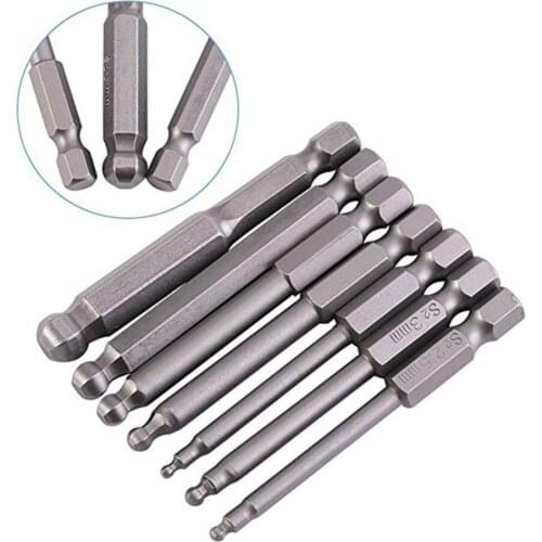 7pcs 65mm Ball End Screw Driver Steel Inner Hexagon Head Magnetic Drill Screwdriver Set Bit Kit For Hand Tools High Quality