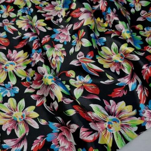 Satin Fabric On Sale Glossy Sateen Polyester Tilda Floral Ribbon Poly Charmeuse Fabric