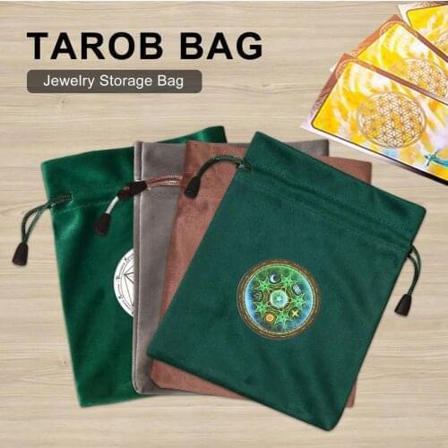 Velvet Tarots Storage Bag Mystical Divination Rune Cards Bag Tarot Card Storage Bags Board Game Soft Protective Drawstring Bag