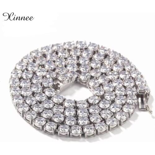3/4/5mm Round Iced Out Tennis Chains Cubic Zirconia Hiphop Necklace&Bracelet Luxury Copper Rapper Jewelry