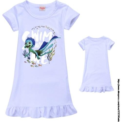 Cartoon Toddler Girl New movie Luca Dress Kids Chidlren Fashion Cartoon Dresses Baby Print Party
