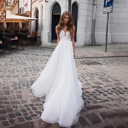 V-neck Cutout Side A-line Long Sequin Wedding Dress with Lace Applique Bling Bling Bridal Dresses vestido casamento