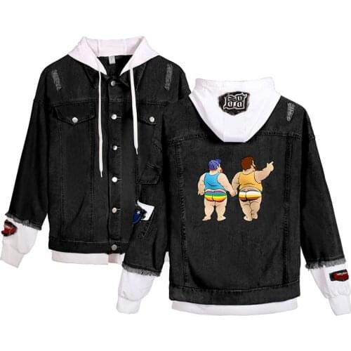 Human Love Wins LGBT Lesbians Gays Rainbow Denim Jacket Men Women Long Sleeve Fake Two Pieces Jean-Jackets Hoodie Streetwear 4XL