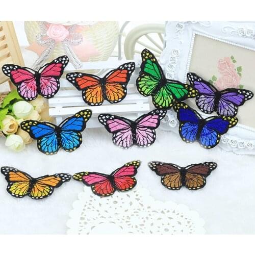 Brand logo iron on patch 10pcs /Lot embroidery Patch appliques Embroidered patch for clothing butterfly Patches