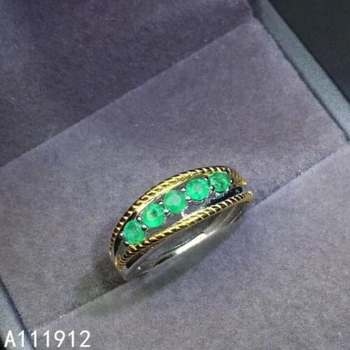 KJJEAXCMY fine jewelry natural Emerald 925 sterling silver new adjustable gemstone women ring support test popular exquisite