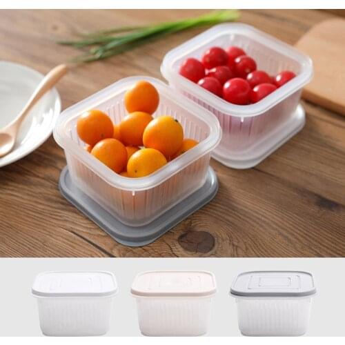 Square Drain Sealed Box Refrigerator Crisper Debris Fridge Storage Box Garlic Onion Food Container Household Kitchen Accessories