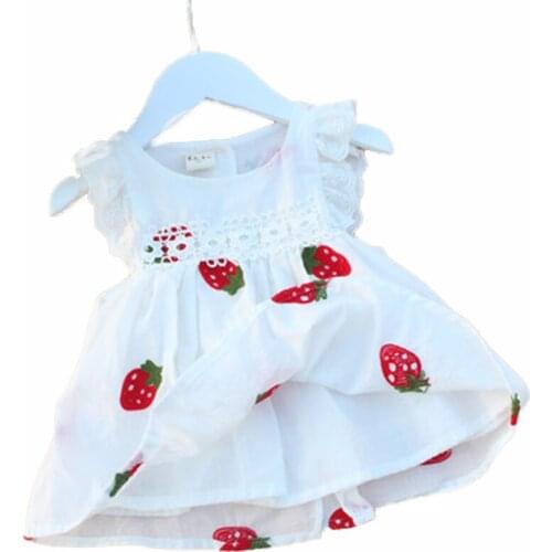 Hot Sale Girls Dress Cotton Comfortable Children Strawberry Dress 2021 Summer Dress Floral Girl Sleeveless Dress