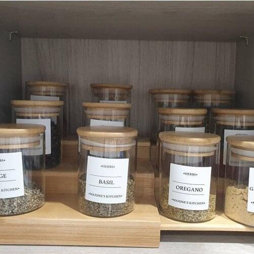 Minimalist Bespoke Labels|Pantry Food Kitchen Organisation|Kitchen Jars and Canisters|Spices Herbs Baking|Water & Oil Resistant