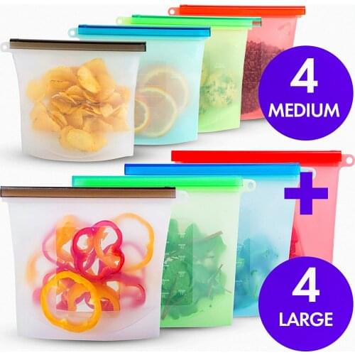 Reusable Silicone Food Storage Bag 1000ml 1500ml Airtight Seal Food Silicone Ziplock Bags Storage Container Freezer Fresh Bags