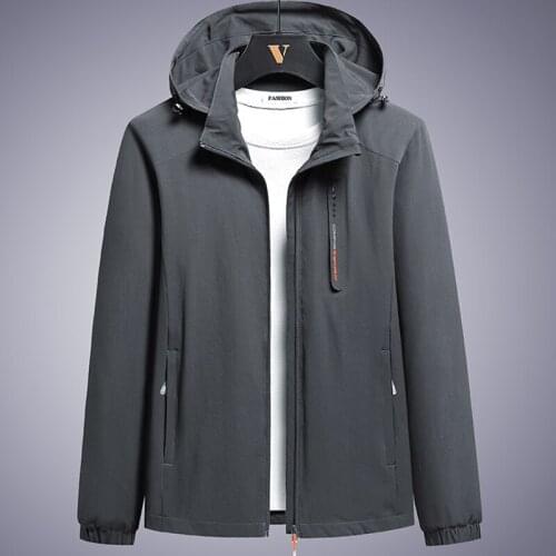 Plus Size Men Windbreaker Jacket 2021 New Spring Autumn Solid Color Zipper Outfits Hooded Casual Jackets and Coats Big Size 8XL