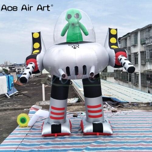 Inflatable alien robot model,inflatable LED UFO with two legs for decoration