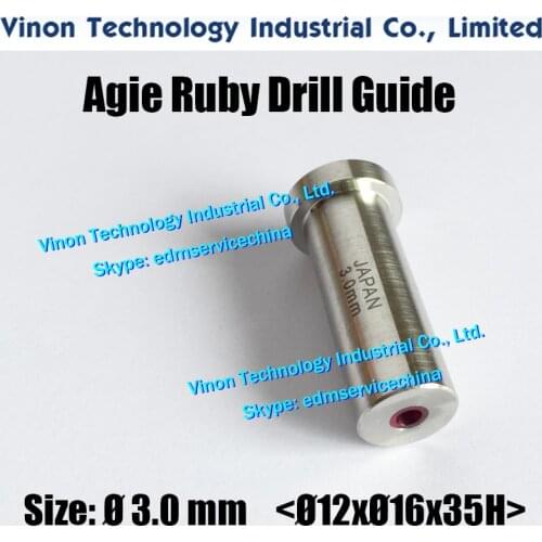 2pcs)d=3.0mm Agie Drill Guide HD30 (Ruby+SUS) 12dx16x35Lmm SD1 electrode guide 335009075,335009076 Actspark SD1,Charmilles HD30