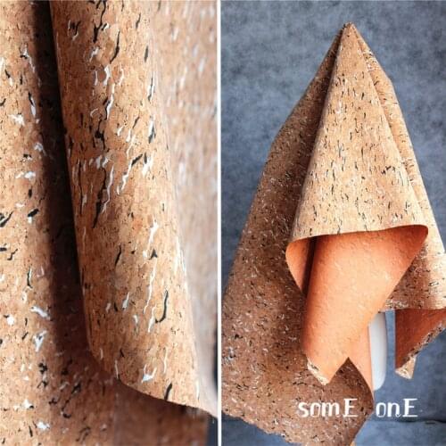Natural Cork PU Leather Black White Irregular Imitate Wood Texture DIY Patches Coat Bags Coaster Decor Clothes Designer Fabric