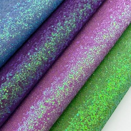 Solid Super Bright and Shiny Colors Fluorescent Chunky Glitter Faux Leather Fabric for Shoe Upper/Bag/DIY Accessories