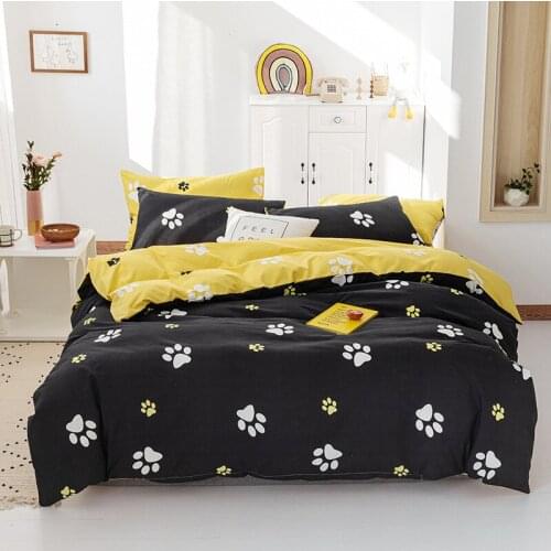 Four-piece autumn and winter simple bedding single and double quilt quilt cover three-piece set