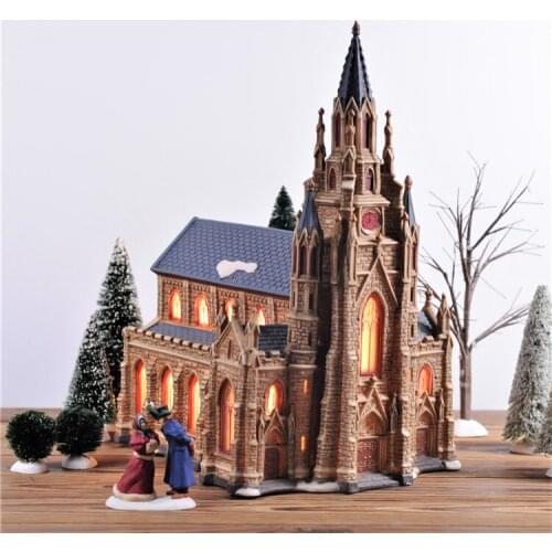 Owell Hand Painted Ceramic House Cathedral Scene With Nightlight Home Decoration, Gift and Ornament