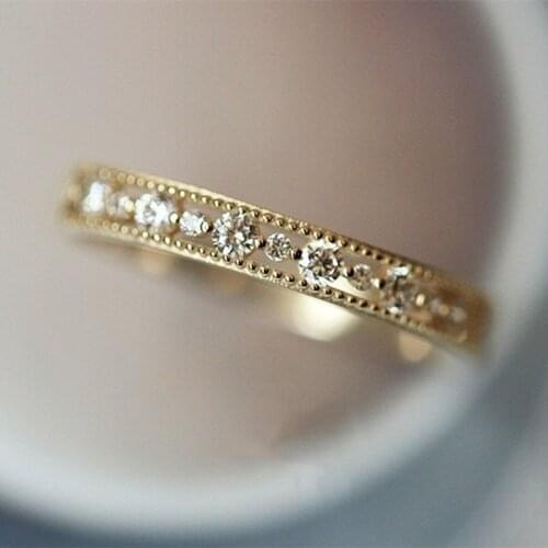Simple Fashion Women Gold Crystal Wedding Ring Engagement Rings for Women Jewelry Accessories