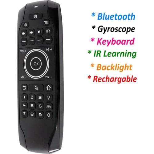 G7BTS Bluetooth 5.0 Gyroscope Air Mouse Mini Keyboard 5 ir Learning Backlight for Bluetooth Smart TV Box PC Remote Control