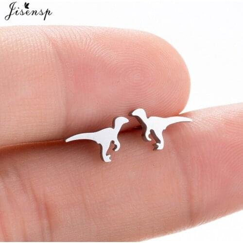 Jisensp Punk Dragon Stainless Steel Earring Trendy Small Dinosaur Stud Earrings Fashion Jewelry for Women Men Christmas Gift