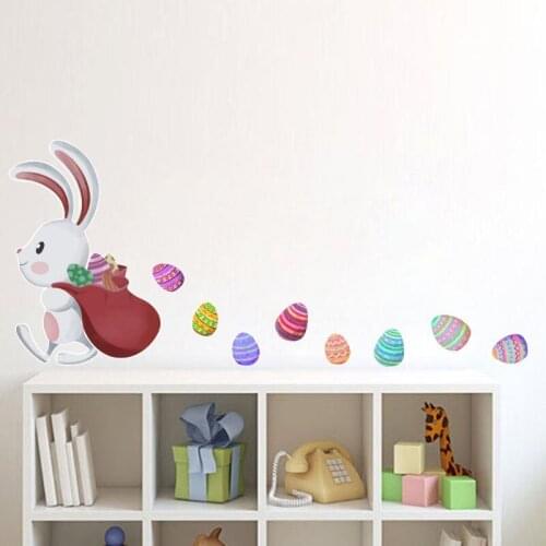 Lovely Cartoon Easter Sticker Cute Rabbit Egg Wall Sticker Kids Room Bedroom Decal Nursery Room Decoration Home Stickers