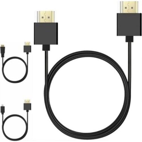 0.3M 0.6M OD 3.0mm Super Soft Micro HDMI-compatible & Mini HDMI-compatible male Thin Cable 2k 4k hd @60hz Light-weight Portable