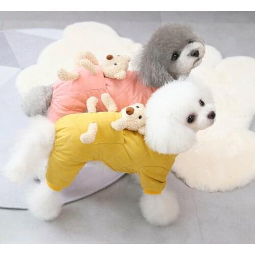 Warm Winter Dog Clothes for Small Dog Four-Legged Pet Clothing with Pocket Hundejacke Dog Clothes