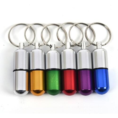 Waterproof Aluminum Pill Box Case Bottle Drug Holder Container Camping Equipment Camping Gadget Keychain Medicine Box