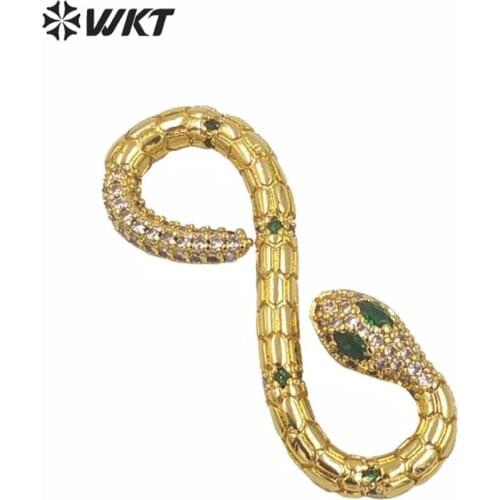 WT-MP187 WKT gold electroplated micropave setting cubic zircon snake clasp connector for jewelry making