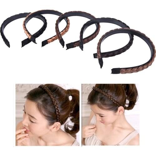 5Colors Women Wig Headband Braids Nylon,Polyester Hair Band Girls Korea Style Headband Lady Hair Accessories