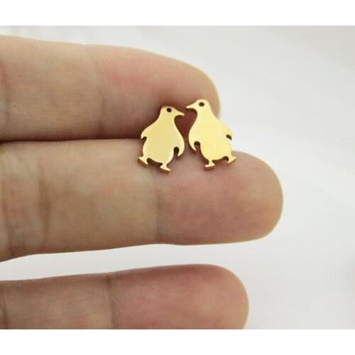 Everfast 1Pair Cute Little Penguin Stainless Steel Earrings Cute Tiny Fashion Animal Jewelry Accessories Women Kids Gift 4 Color