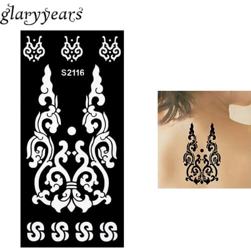 1 Piece Hollow Henna Tattoo Stencil Flower Lace Airbrush Painting Sexy Women Arm Body Art Henna Tattoo Stencil Originality S2116