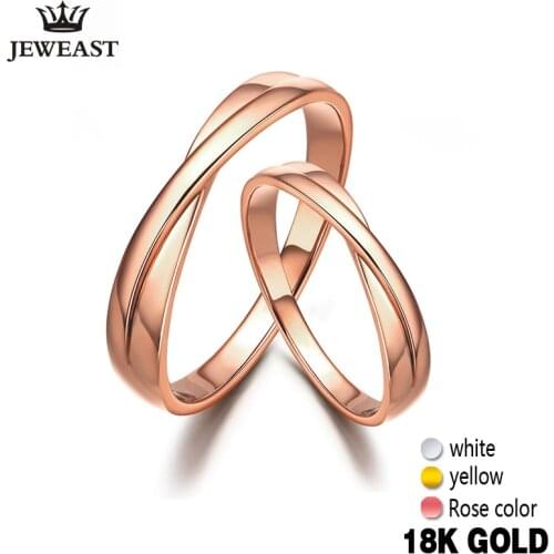 18k Pure Gold Lovers Ring 750 Solid Couple Classic Romantic Women Men Engaged Wedding Party Gift Bands Hot Saledrop shipping