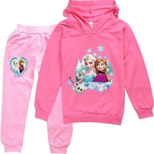 Disney Princess Elsa Fashion Fall Clothes Toddler Girls Cotton Cute Girls Tops and Pants 2Pcs Frozen Children Clothing Sets