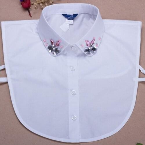 2017 new fashion Removable Beaded ladies blouse collier femme solid cotton pink crystal false fake collar