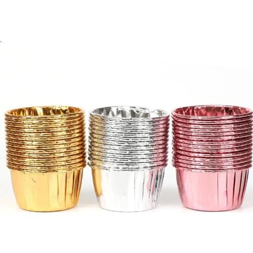 50pcs Cupcake Paper Cup Oilproof Cupcake Liner Baking Cup Tray Case Wedding Party Caissettes Golden Muffin Wrapper Paper